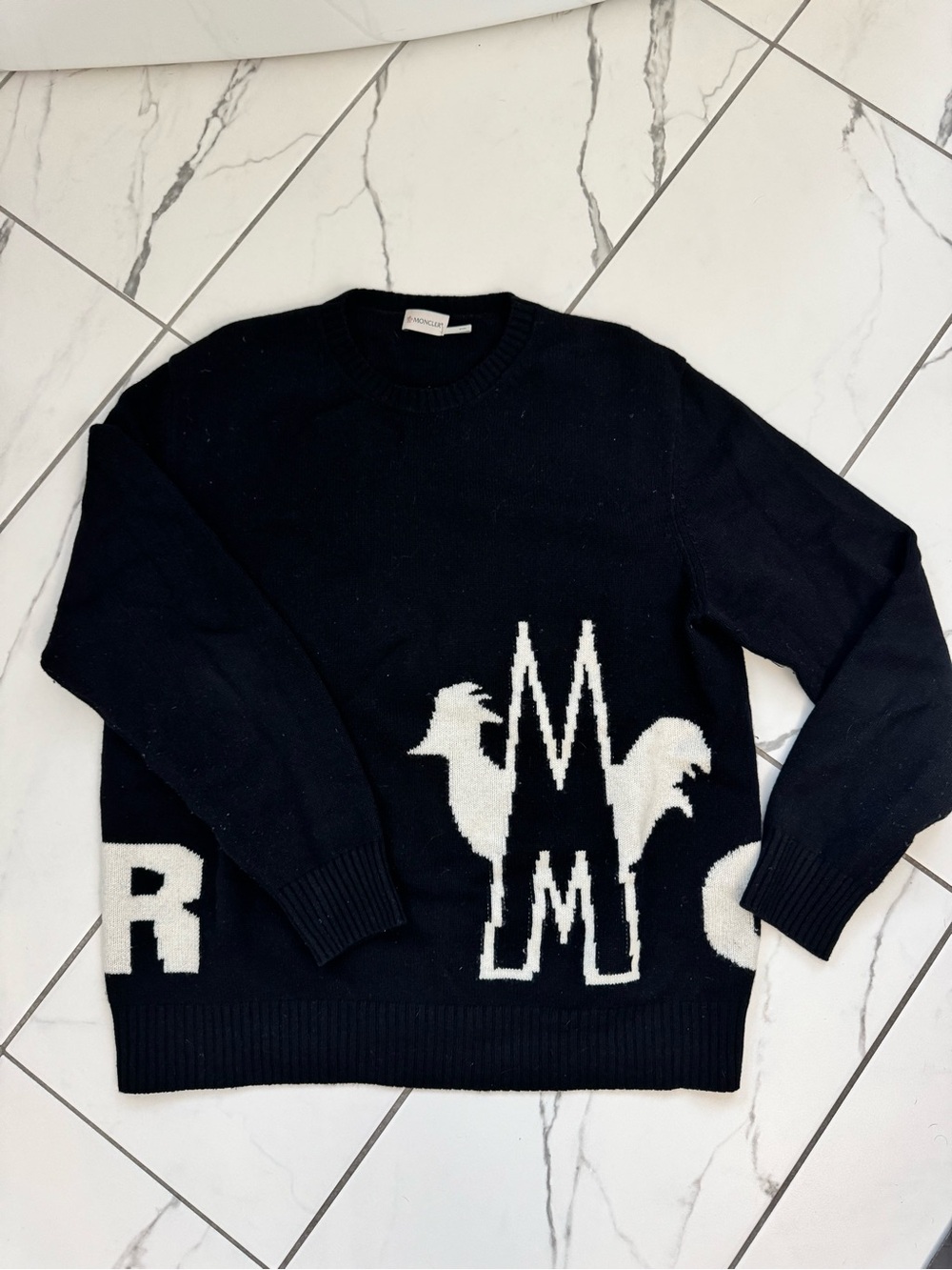 Authentic Moncler-Black and white wool Sweater-XXL